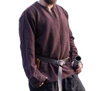 Leonardo Carbone® Wikinger Tunika Ivar - Mittelalter Kleidung Herren, Mittelalter Hemd, Freizeithemden Langarm, Karneval Kostüm Herren, Wikinger Tunika, LARP-Kleidung - 100% Baumwolle Braun XXXL
