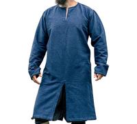 Leonardo Carbone® Wikinger Tunika Lennart - Mittelalter Kleidung Herren, Mittelalter Hemd, Freizeithemden Langarm, Karneval Kostüm Herren, Wikinger Tunika, LARP-Kleidung - 100% Baumwolle Dunkelblau L