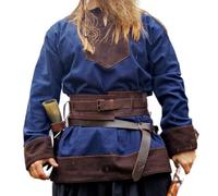 Leonardo Carbone® Wikinger Tunika Wolle Roland - Mittelalter Kleidung Herren, Mittelalter Hemd, Freizeithemden Langarm, Karneval Kostüm Herren, Wikinger Tunika, LARP-Kleidung Dunkelblau XL