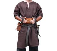 Leonardo Carbone® Wikinger Wolltunika Olvisson - Mittelalter Kleidung Herren, Mittelalter Hemd, Freizeithemden Langarm, Karneval Kostüm Herren, Wikinger Tunika, LARP-Kleidung Braun XXXL