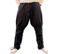 Leonardo Carbone® Wikingerhose mit Beinschnürung Magnus - Herren Hosen, Mittelalter Kleidung, Wikinger Hose, Kostüm, Festival Outfit, LARP, Cosplay, Freizeithose - 100% Baumwolle Schwarz/Braun 2XL