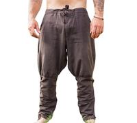 Leonardo Carbone® Wikingerhose mit Beinschnürung Magnus - Herren Hosen, Mittelalter Kleidung, Wikinger Hose, Kostüm, Festival Outfit, LARP, Cosplay, Freizeithose - 100% Baumwolle Braun 3XL