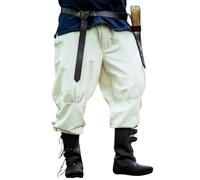 Leonardo Carbone® Wikingerhose mit Beinschnürung Magnus - Herren Hosen, Mittelalter Kleidung, Wikinger Hose, Kostüm, Festival Outfit, LARP, Cosplay, Freizeithose - 100% Baumwolle Natur M