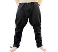 Leonardo Carbone® Wikingerhose mit Beinschnürung Magnus - Herren Hosen, Mittelalter Kleidung, Wikinger Hose, Kostüm, Festival Outfit, LARP, Cosplay, Freizeithose - 100% Baumwolle Schwarz 3XL