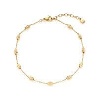 Leonardo Ciao Arisa Fußkettchen aus Edelstahl, filigranes Fußkettchen mit facettierten ovalen Edelstahlperlen gold, Damenschmuck, 021862