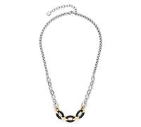 Leonardo Coccola Halskette aus Edelstahl 1 Stück, silberfarbenes Chunky Collier mit Gold-und schwarz plattierten Gliedern Bicolor, Damenschmuck, 021563