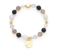 Leonardo Armband Hope 025935 – elastisch goldfarben mit Glas/Achat/Süßwasserperlen – Braun