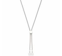 Leonardo Jewels Halskette Almina, Y-Kette aus Edelstahl, silber mit weißen Imitationsperlen, 90 cm Länge, Venezianer-Kette, Spiegel-Ankerkette, Damen Schmuck, 023536