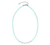 Leonardo Danica Sommer Special Halskette aus Edelstahl 1 Stück,Cateye-Perlenkette türkis mit Münzplättchen Faith silberfarben, Damenschmuck, 021875