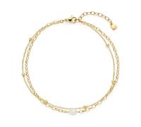 JEWELS BY LEONARDO Fußkette Ciao Cleo • Fuss-Kettchen aus goldfarbenem Edelstahl • zwei feine Kettenstränge und einer schlichten Süßwasserperle • 24-28 cm Länge • Geschenk für Damen • 024988