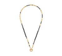 JEWELS BY LEONARDO Halskette Dorina, kurze Kette aus goldfarbenem Edelstahl, nuggetförmige Goldperlen und schwarze Glasperlen, 42-43,3 cm Länge, Schmuck Geschenk, 024429