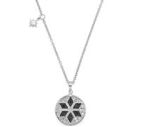 JEWELS BY LEONARDO Halskette Biella, lange Kette aus silberfarbenem Edelstahl, Sternmotiv mit schwarzen und klaren Glassteinen, 70-75 cm Länge, Schmuck Geschenk, 024363