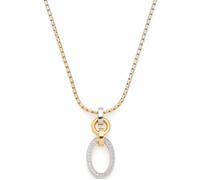 Leonardo Jewels Halskette Lena, Kette aus Edelstahl, bicolor Rundanker-Kette in gold und silber, mit Zirkonia-Steinchen besetzter Anhänger, 42-47 Länge, Damen Schmuck, 023402