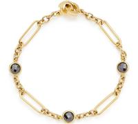 JEWELS BY LEONARDO Armband Clip & Mix Delica, Arm-Schmuck aus goldfarbenem Edelstahl, längliche Kettenglieder und schwarze Glassteine, 19 cm Länge, Schmuck Damen, 024440