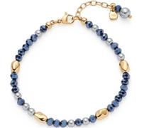 Leonardo Armband Aline – goldfarbener Edelstahl, Perlen, Glassteine & Goldnuggets, 18,5–21 cm