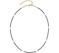 Leonardo Halskette Ciao Nola – goldfarbenem Edelstahl, schwarze und weiße Perlen, 42–47 cm 025706
