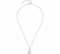 Leonardo Jewels Halskette Mida Muttertags Special, Kette aus Edelstahl, silberfarbene Spiegel-Ankerkette, aufklappbarer Medaillon-Anhänger mit schwarzem Glaskirstall, 50-55 cm Länge, 023387