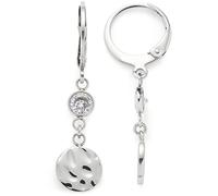 Leonardo Jewels Milou Ohrhänger, Ohrringe aus Edelstahl mit Plättchen-Anhänger rund, Zirkonia-Stein, silber 3,4 cm lang, Damen Schmuck, 1 Paar, 022489
