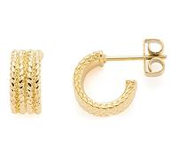 Leonardo Jewels Theresia Ohrringe, Creolen-Stecker aus Edelstahl, gold Zopf-Muster Kordel-Optik,1,1 cm, wasserfest farbecht, Schmuck für Damen, 1 Paar, 022865