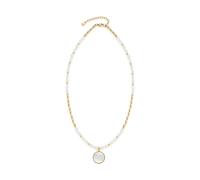 JEWELS BY LEONARDO Halskette Welda • kurze Kette aus goldfarbenem Edelstahl • Muschelperlen in Olivenform • runder Anhänger mit Sonnenmotiv • 45-50 cm Länge • Schmuck Geschenk für Frauen • 024686