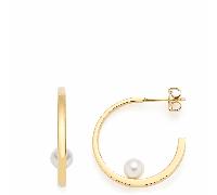 JEWELS BY LEONARDO Ohrstecker Lucinda, 1 Paar Steck-Creolen aus goldfarbenem Edelstahl, weiße Imitationsperle, Schmuck Damen Geschenk, 024332