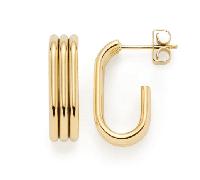 Leonardo Ohrstecker Elisabeth 1 Paar Steck-Creolen aus goldfarbenem Edelstahl Rillenform 024891