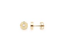 JEWELS BY LEONARDO Ohrringe Isabelle • 1 Paar Ohr-Stecker aus goldfarbenem Edelstahl • mittig eingesetzter Zirkonia-Stein, feine umlaufende Rillenstruktur • Schmuck Geschenk für Frauen • 026827