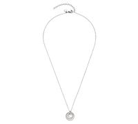 Leonardo Miri CIAO Halskette aus Edelstahl 1 Stück, kurze silberfarbene Ankerkette mit zirkoniabesetztem Ring-Anhänger, Damenschmuck, 021821