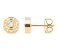 JEWELS BY LEONARDO Ohrringe Isabelle • 1 Paar Ohr-Stecker aus goldfarbenem Edelstahl • mittig eingesetzter Zirkonia-Stein, feine umlaufende Rillenstruktur • Schmuck Geschenk für Frauen • 026827