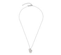 Leonardo Susa CIAO Halskette aus Edelstahl 1 Stück, kurze silberfarbene Halskette mit Blatt-Anhänger und Glaskristall, Modeschmuck für Damen, 022288