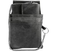 LEONARDO VERRELLI Kellner Geldbörse, aus Leder, Kellnerbörse, Geldbeutel, Taxi, Damen Herren Portemonnaie mit oder ohne Holster, Steck-Tasche, mit Kette und großem Münzfach in schwarz (Schwarz)