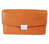 LEONARDO VERRELLI Kellner-Geldbörse aus Rindsleder Cognac, Portemonnaie für Damen & Herren, Querformat 10,5 x 17 x 4,5 cm, Steckverschluss, 5 Scheinfächer & Münzfach, Kellnerbörse Gastronomie