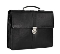 Leonhard Heyden Leder Aktentasche Schultertasche mit Laptopfach Bergamo Briefcase 2 Black schwarz