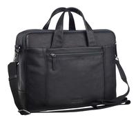 Leonhard Heyden Leder Aktentasche Henkeltasche mit Laptopfach Hamburg Zipped Briefcase 2 Compartments Black schwarz