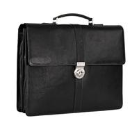 Leonhard Heyden Leder Aktentasche Schultertasche mit Laptopfach Bergamo Briefcase 2 Black schwarz