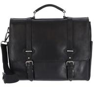 Leonhard Heyden Leder Aktentasche Umhängetasche mit Laptopfach Roma Briefcase 2 Compartments Black schwarz