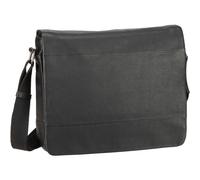 Leonhard Heyden Leder Schultertasche Laptoptasche mit Laptopfach Hamburg Shoulder Bag Black schwarz