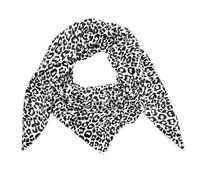 Leopard Dreieck Schal aus 100% Baumwolle Frühling Unisex Uni Fashion Stola Tuch Übergangszeit Italy Sommer Strickschal Strick Tuch Leo (Schwarz Mini Leo)