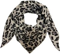 Leopard Dreieck Schal aus 100% Baumwolle Frühling Unisex Uni Fashion Stola Tuch Übergangszeit Italy Sommer Strickschal Strick Tuch Leo (Khaki)