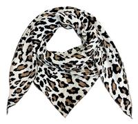 Leopard Dreieck Schal aus 100% Baumwolle Frühling Unisex Uni Fashion Stola Tuch Übergangszeit Italy Sommer Strickschal Strick Tuch Leo (Coffee)