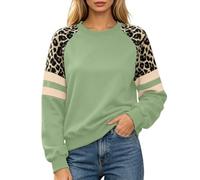 Leopard Print Damen Sweatshirt Rundhals Pullover Oversized Langarmshirt | Digitaler Tierprint,Farbkontrast Optik,Streetwear Kleidung,lässiger Pulli,bequeme Freizeit Oberteile mit trendigem Charakter