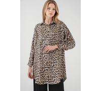 Leopardenmuster Langarmhemd mit Knopfleiste S