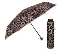 Leopardenmuster Regenschirm für Damen Frauen - Leoparden Tachenschirm Manuell Automatisch Mädchen - Leoprint Animalier Kompakt Leicht Winddicht Regenschirm Damenschirm (Leo Grau, Automatisch)