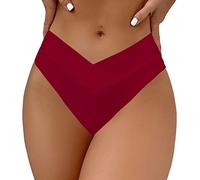 Leoparts Damen-Bikinihose, V-Ausschnitt, hohe Taille, gerippt, hoch geschnitten, frecher Badeanzug, Rot 824, Medium