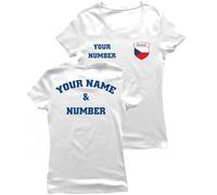 lepni.me Personalisiertes Damen-Fußballtrikot Tschechien T-Shirt| Name und Nummer | Tschechische Flagge Abzeichen | Fußball-Europameisterschaft (M Weiß Mehrfarben)