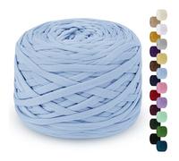 LEREATI 285g T-Shirt Garn, Textilgarn zum Häkeln für Körbe Bändchengarn Polyester Rope, T Shirt Garn zum Häkeln Häkelkorb Taschen Teppiche Wandbehang Makramee (Himmelblau)