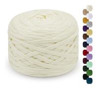 LEREATI 285g T-Shirt Garn, Textilgarn zum Häkeln für Körbe Bändchengarn Polyester Rope, T Shirt Garn zum Häkeln Häkelkorb Taschen Teppiche Wandbehang Makramee (Beige)