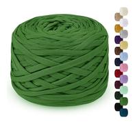 LEREATI 285g T-Shirt Garn zum Häkeln für Körbe, Bändchengarn Polyester Rope, Textilgarn für Häkelkorb Taschen Teppiche Wandbehang Makramee (Grün)