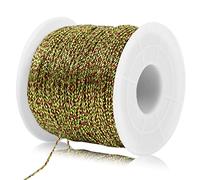 LEREATI Kordel Gold+Grün+Rot Geschenkband Metallic Kordel 1mm x 100m Nicht Elastisch Kordelband Schleifenband, DIY Bastelschnur zum Handwerk Hochzeit Dekorieren oder Verpacken