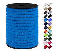 LEREATI Makramee Garn 10mm x 23m, Baumwollkordel Bunt Baumwollseil Geflochten Baumwollschnur, Baumwollgarn für DIY Basteln Hängepflanze Pflanze Aufhänger Wandbehang Weben Dekoration (Seeblau)